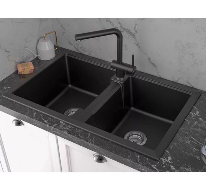 Мойка Paulmark Tandem 80/2 PM238150-BL, черный гранит