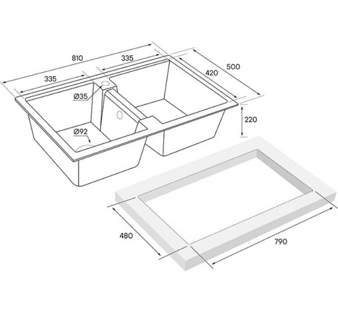 Мойка Paulmark Tandem 80/2 PM238150-BL, черный гранит