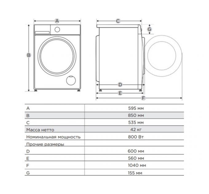 Сушильная машина MIDEA MD1180BH60/W