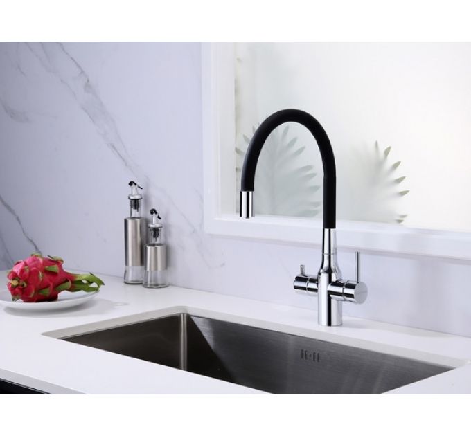 Смеситель Paulmark Salix Sa213419-CR, хром, черный шланг