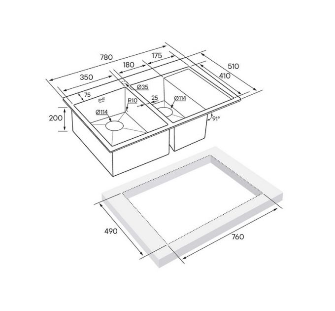 Мойка Paulmark Kroner 78/2SF PM227851-BGL, брашированное золото