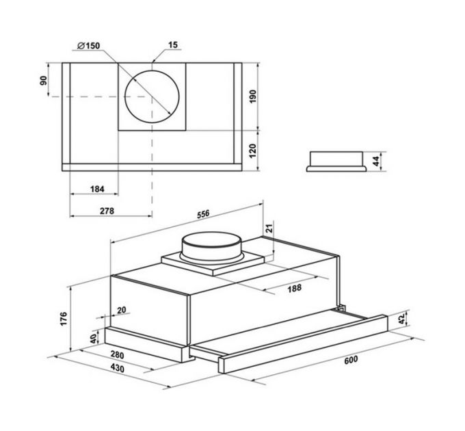 Вытяжка MAUNFELD VSQ 60 нержавеющая сталь/белое стекло