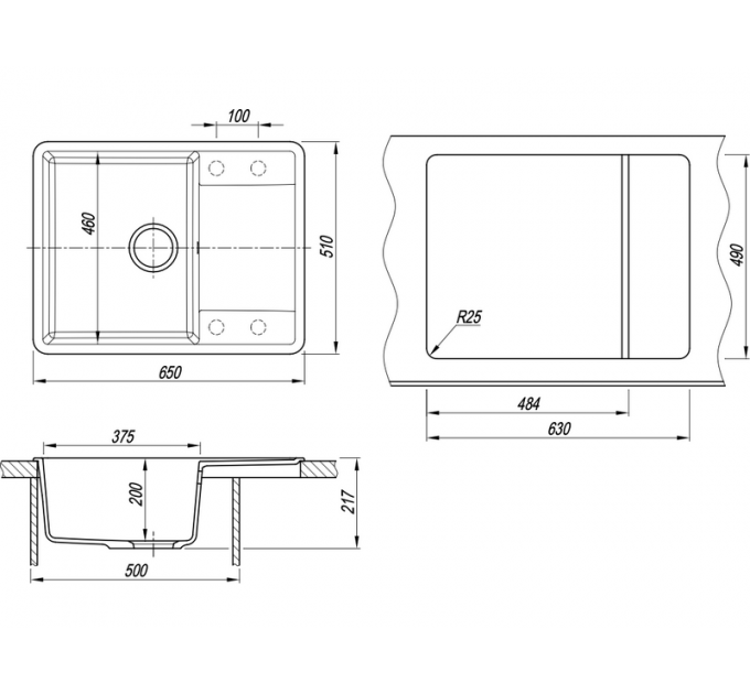 Мойка Florentina Пьемонт 650 антрацит