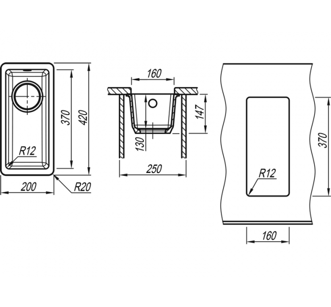 Мойка Florentina Вега 160 черный