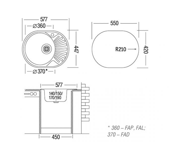 Мойка Ukinox Фаворит FAD577.447 -T6K 2L