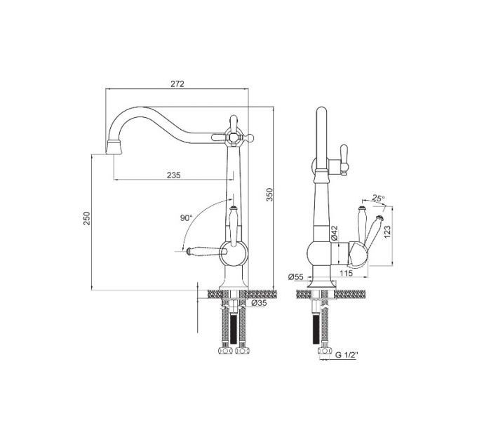 Смеситель Paulmark Retro Re213226-G, золото