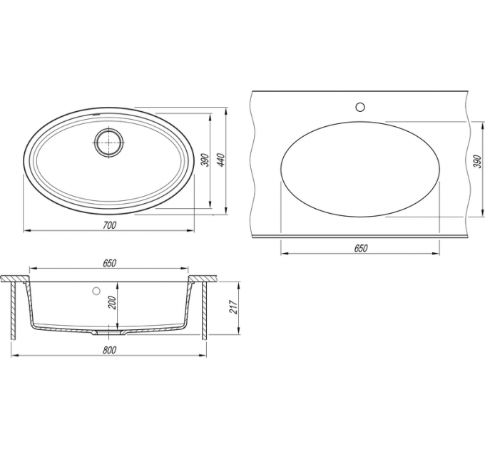 Мойка Florentina Вега Овал антрацит
