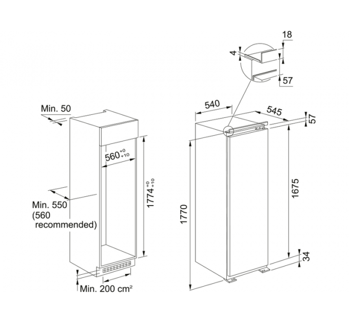 Холодильная камера Franke FSDR 330 V NE E (118.0696.718) встраиваемая