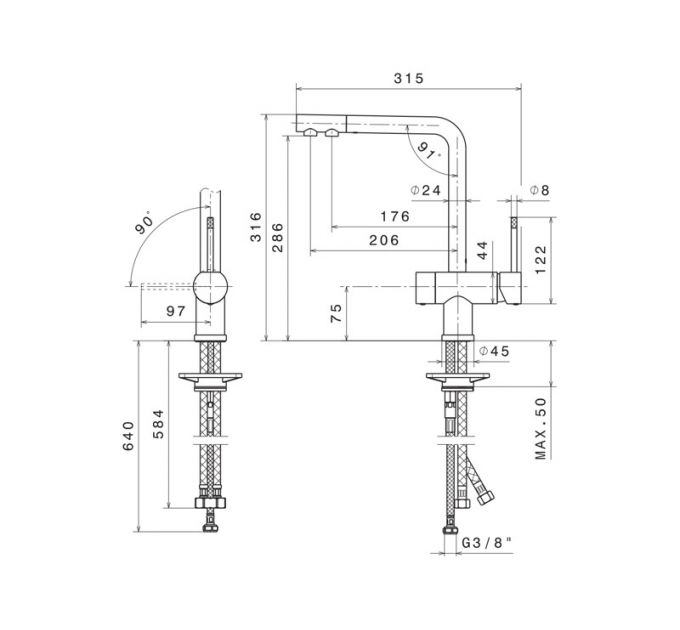 Смеситель Falmec TREVI DOUBLE CHROME