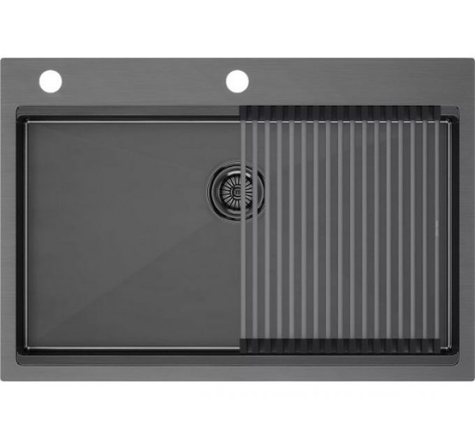 Мойка Paulmark Kroner-pro 75 PM707551-GM, вороненая сталь