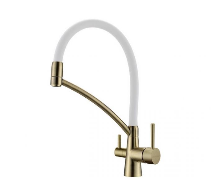 Смеситель Paulmark Siegen Si213111-BRW, бронза, белый шланг