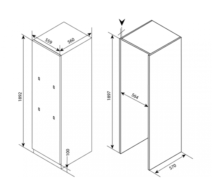 Холодильная камера HIBERG i-RFB 35 NF встраиваемая