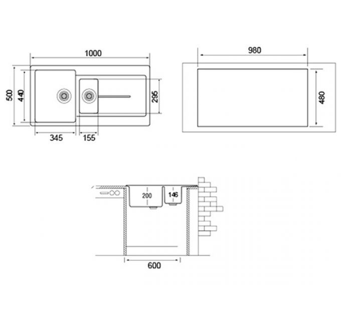Мойка Longran Enigma ENG1000.500 15 - 93 Marone