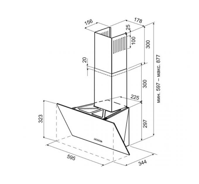 Вытяжка KRONA POLLY 600 black PB V2