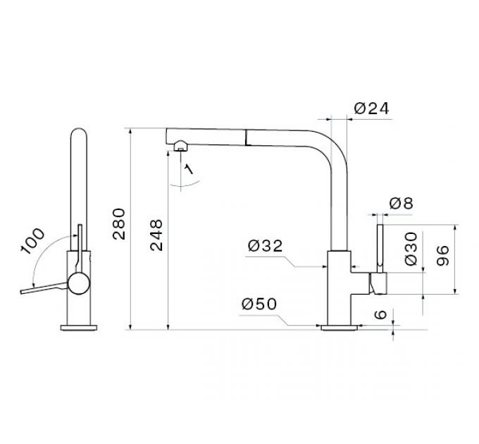 Смеситель Falmec TREVI CORNER MATT BLACK
