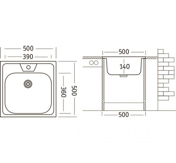 Мойка Ukinox Стандарт STD500.500 -4C 0C-