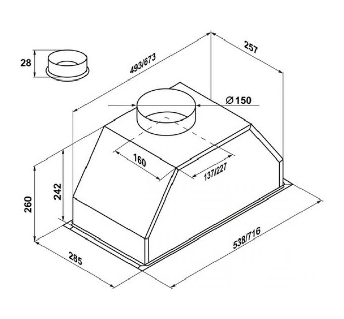 Вытяжка MAUNFELD URANIA 53 нержавеющая сталь