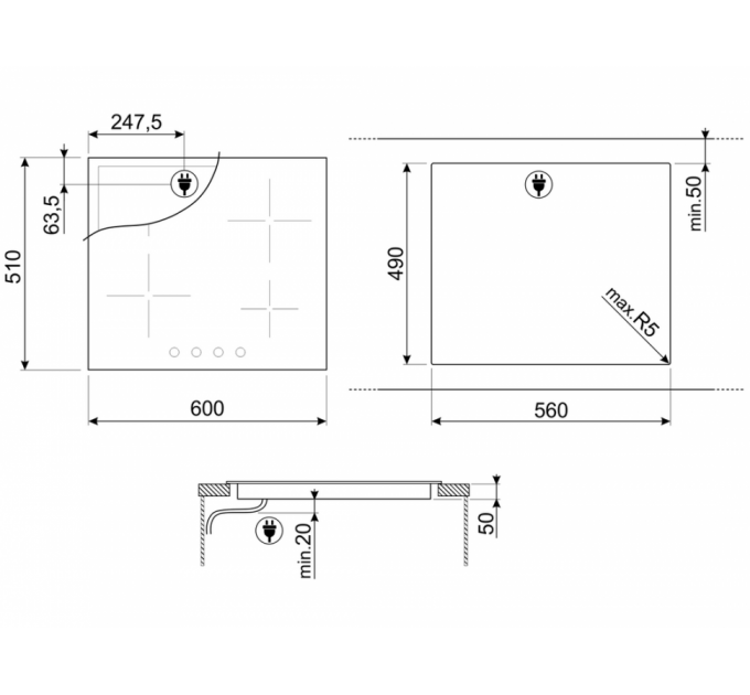 Варочная панель SMEG SE364ETBM электрическая