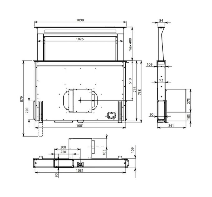 Вытяжка Falmec DOWNDRAFT GLASS BLACK 120