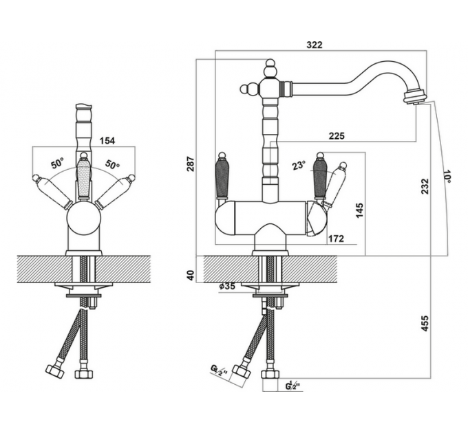 Смеситель Florentina Ария серый шёлк