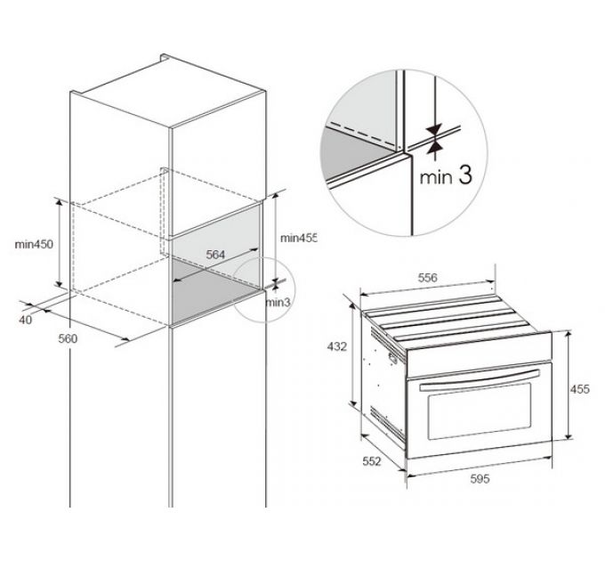 Духовой шкаф MEFERI MEO607BK MICROWAVE компактный с СВЧ