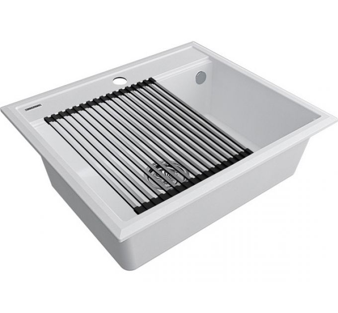 Мойка Paulmark Stepia 60+ролл-мат Step, белый/брашированная нерж. сталь