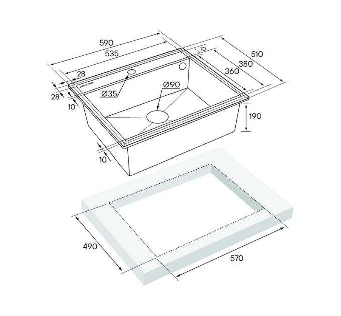 Мойка Paulmark Stepia 60+ролл-мат Step, белый/брашированная нерж. сталь