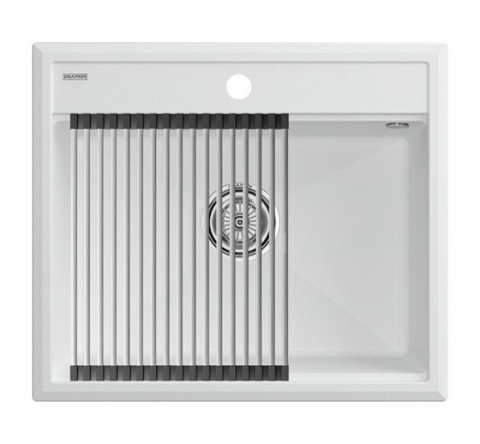 Мойка Paulmark Stepia 60+ролл-мат Step, белый/брашированная нерж. сталь