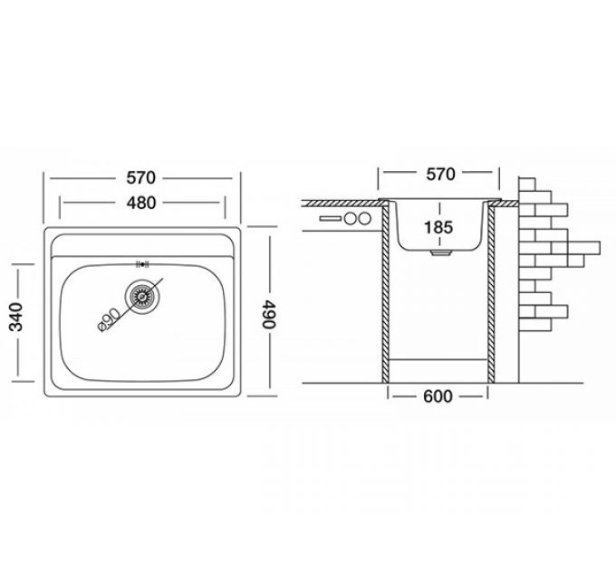 Мойка Ukinox Гранд GRL570.490 -GT8K 0C