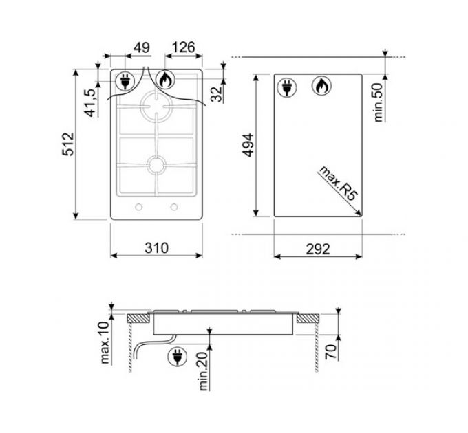 Варочная панель SMEG PGF32G газовая