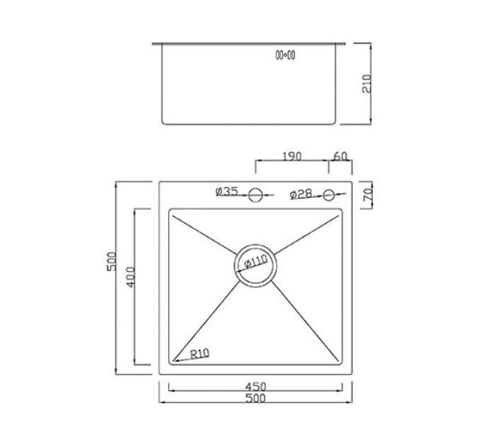 Мойка SMARTECH-50x50 нано черный