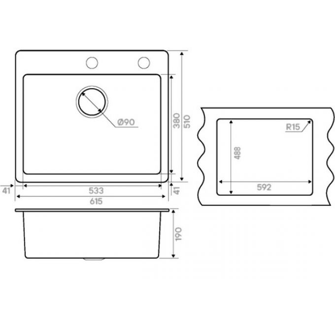 Мойка Kuchenstern TOPKERAM 60 керамический черный