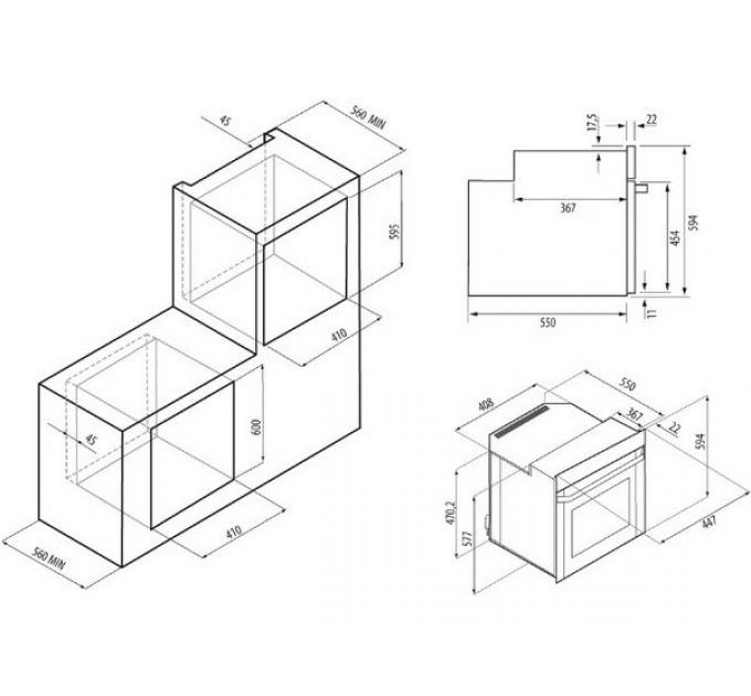 Духовой шкаф KRONA LYRA 45 BL/BL