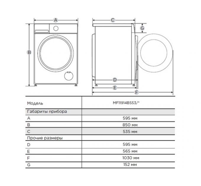 Стиральная машина MIDEA MF11914BS53/W
