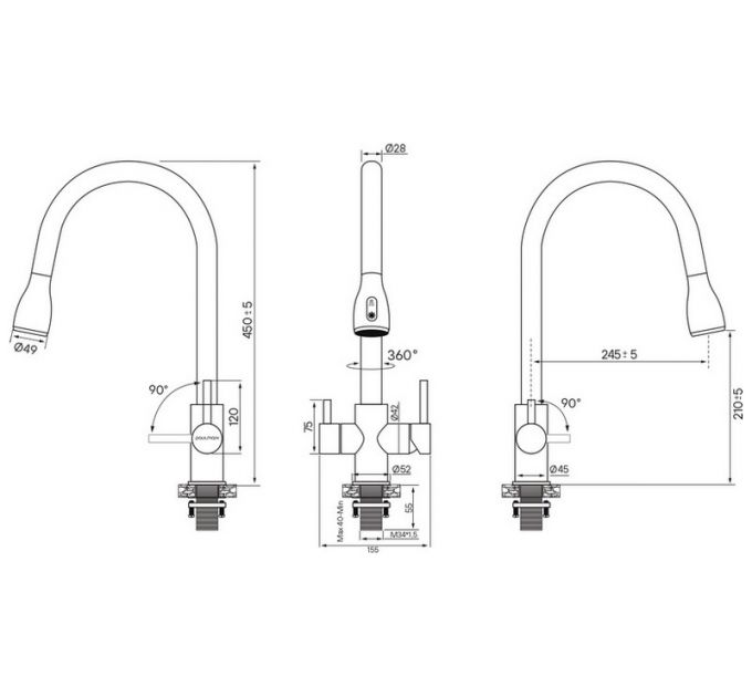 Смеситель Paulmark Lange La214212-G, золото