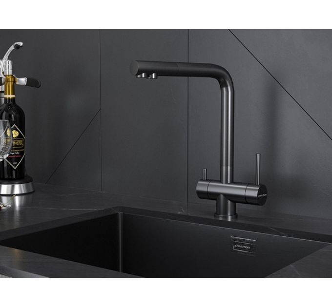 Смеситель Paulmark Skalen Sk213020-GM, вороненая сталь