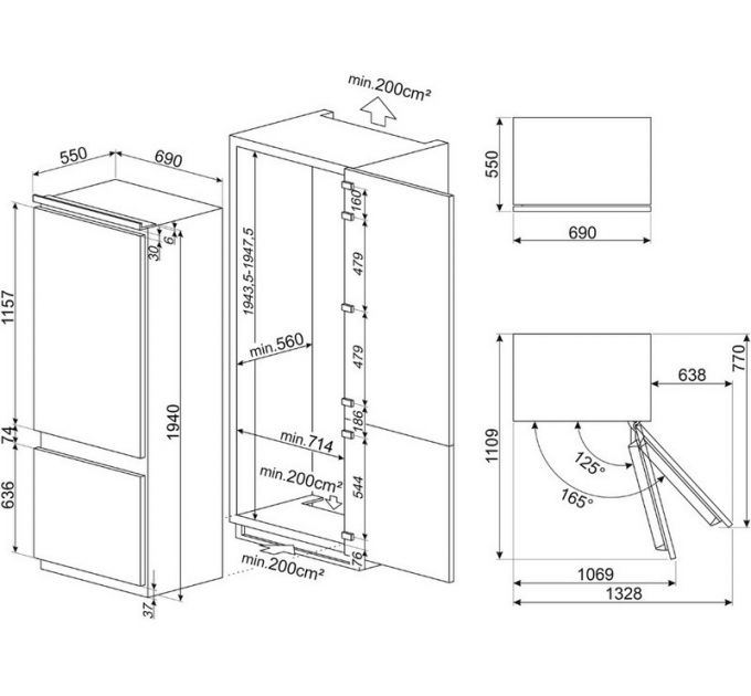 Холодильник SMEG C475VE встраиваемый