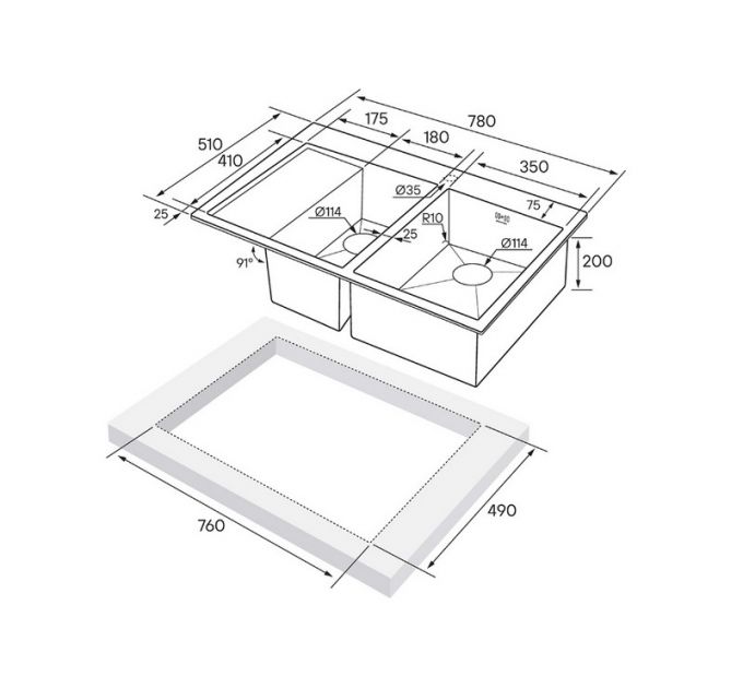 Мойка Paulmark Kroner 78/2SF PM227851-BGR, брашированное золото