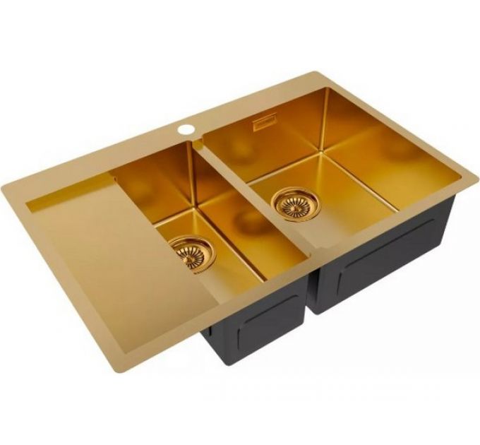 Мойка Paulmark Kroner 78/2SF PM227851-BGR, брашированное золото