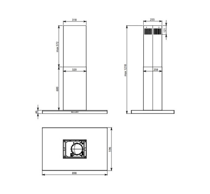 Вытяжка Falmec LUCE ISOLA GLASS BLACK 90