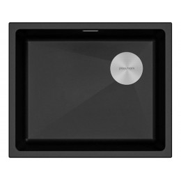 Мойка Paulmark Lumi 55uni-skew LU55SK-BLM, 600 мм, гранит, черный, SKU 25702