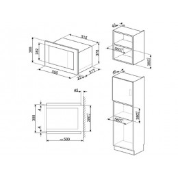 СВЧ-печь SMEG FMI125G 60 см, 25 л, Серый Нептун, 900 Вт, сенсорное управление, 4 функции, 8 программ, SKU 35707