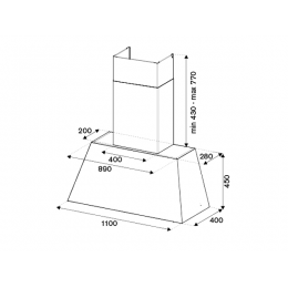 Вытяжка Bertazzoni KR110HER1NEDC, 110 см, чёрная матовая, 570 м³/ч, 3 скорости, A, 67 дБ, SKU 10210