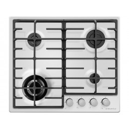 Варочная панель MAUNFELD 35610, газовая, 59 см, 4 конфорки, белая эмаль, электроподжиг.