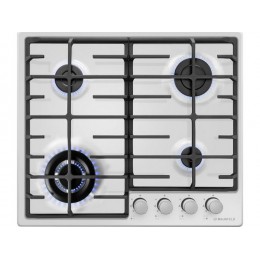 Варочная панель MAUNFELD 35610, газовая, 59 см, 4 конфорки, белая эмаль, электроподжиг.