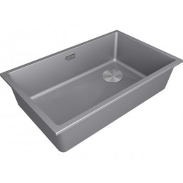 Мойка Paulmark Lumi 74uni-skew LU74SK-GRM, 740x440 мм, гранит, слив в углу, серый металлик, SKU 25714