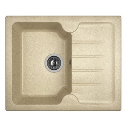 Мойка Dr.Gans ЛОРА 620 терра, SKU 21018, мрамор, 1 чаша, с крылом, перелив, 620x510 мм