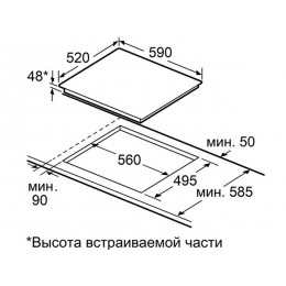Варочная панель MAUNFELD CVCE594BK 59 см, 4 конфорки, черная, стеклокерамика, сенсорное управление, 6000 Вт, SKU 36223.