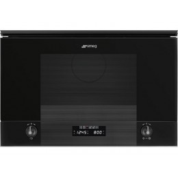 СВЧ-печь SMEG MP122B3 60 см, стекло Deep Black, 22 л, 6 функций, 2 LED-дисплея, SKU 26826