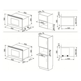СВЧ-печь SMEG MP122B3 60 см, стекло Deep Black, 22 л, 6 функций, 2 LED-дисплея, SKU 26826